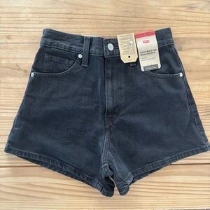 Levi's High Waisted Mom Shorts 25 Black Denim Retro High Rise Relaxed Fit